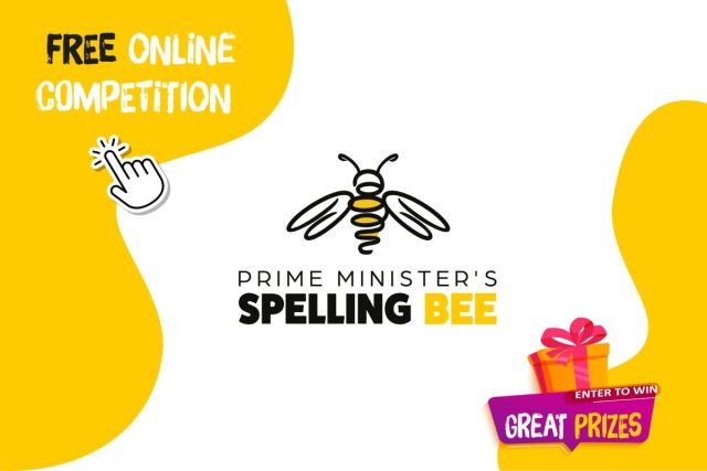 Image of Spelling Bee logo and great prizes call out